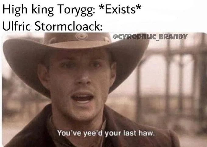 You've Yeed Your Last Haw — Meme with Dean Winchester cowboy image captioned about Carol and the Avengers finding Thanos on his farm in Endgame.
