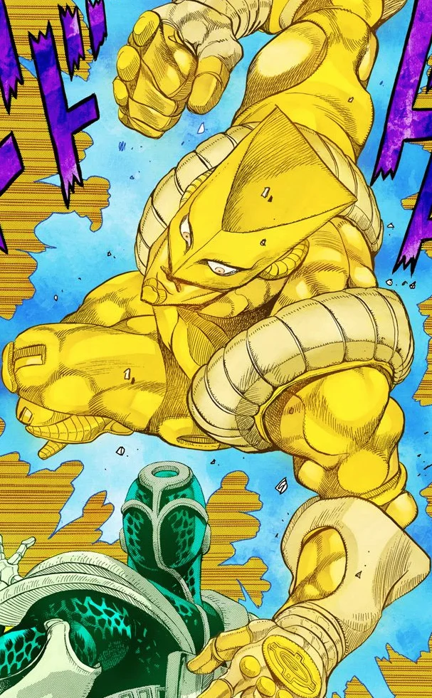 Za Warudo — The World Stand from JoJo throwing a punch with purple sound effects behind