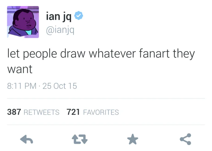 Zamii070 Harassment Controversy — Tweet from Ian Jones-Quartey saying let people draw whatever fanart they want