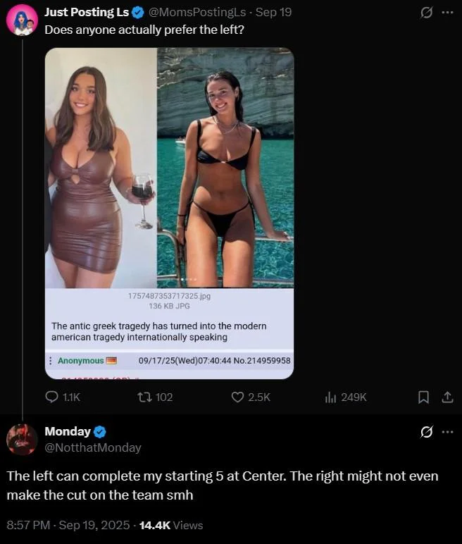 Zoe Kalotheos My Gf Has A Pouch Like Pic Post — 4chan thread with before/after images and comments referencing Ozempic and 'antic greek tragedy.'