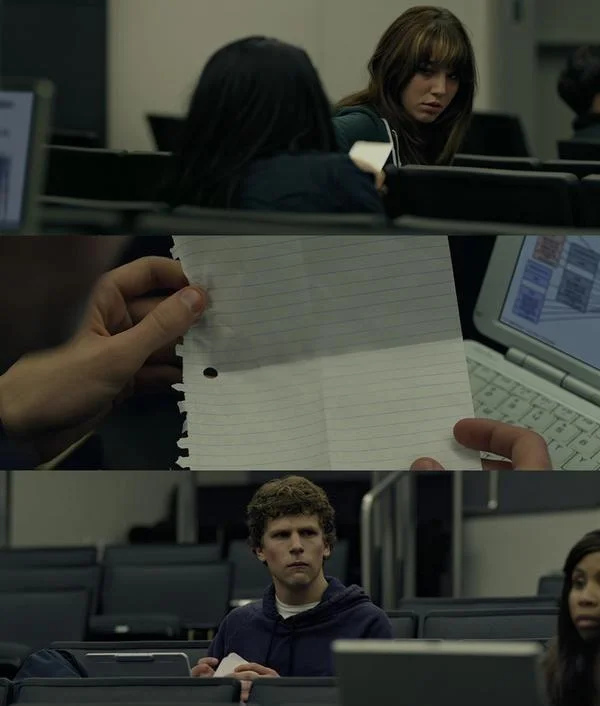 Zuckerberg Note Pass — Close-up of Mark Zuckerberg's confused and bewildered expression.